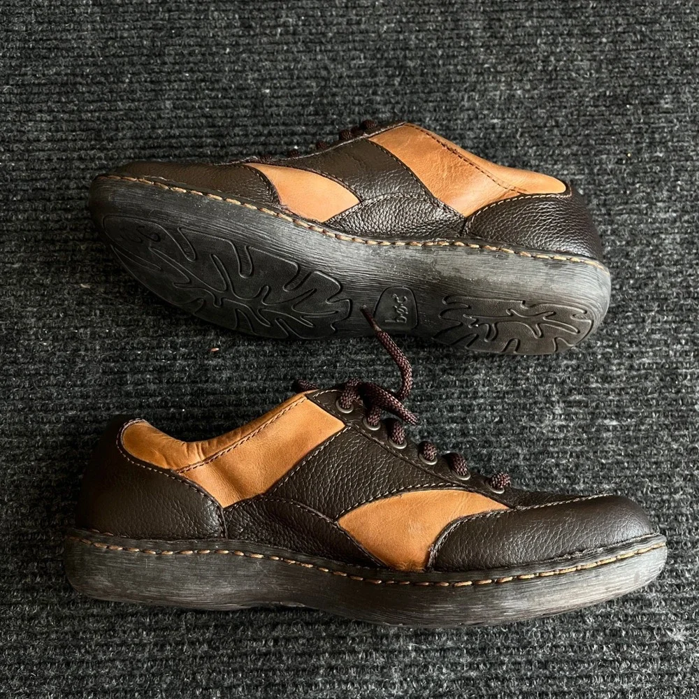 b.o.c. Born Concept womens 8 Brown Leather Two Tone Lace Up Oxford Shoes Casual